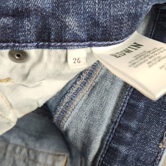 Edwin Bree Jeans Women's Size 26 Deja Blue Classic Straight Leg Mid Rise Ankle - Picture 5 of 12